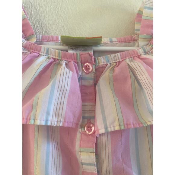 Penelope Mack Pink Beach Stripe Girls' Sun Dress Ruffle Age 6 - Picture 6 of 11
